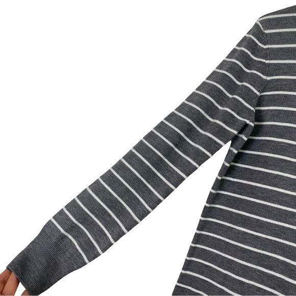French Connection Sweater Tunic Womens Size Large Gray Striped Turtleneck Grey - Picture 3 of 7